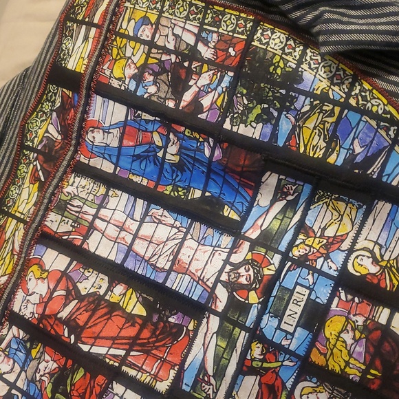 Levi's Striped Work Shirt - St. Jean Church, Mary, Jesus Print Patch Embroidered - Picture 5 of 17